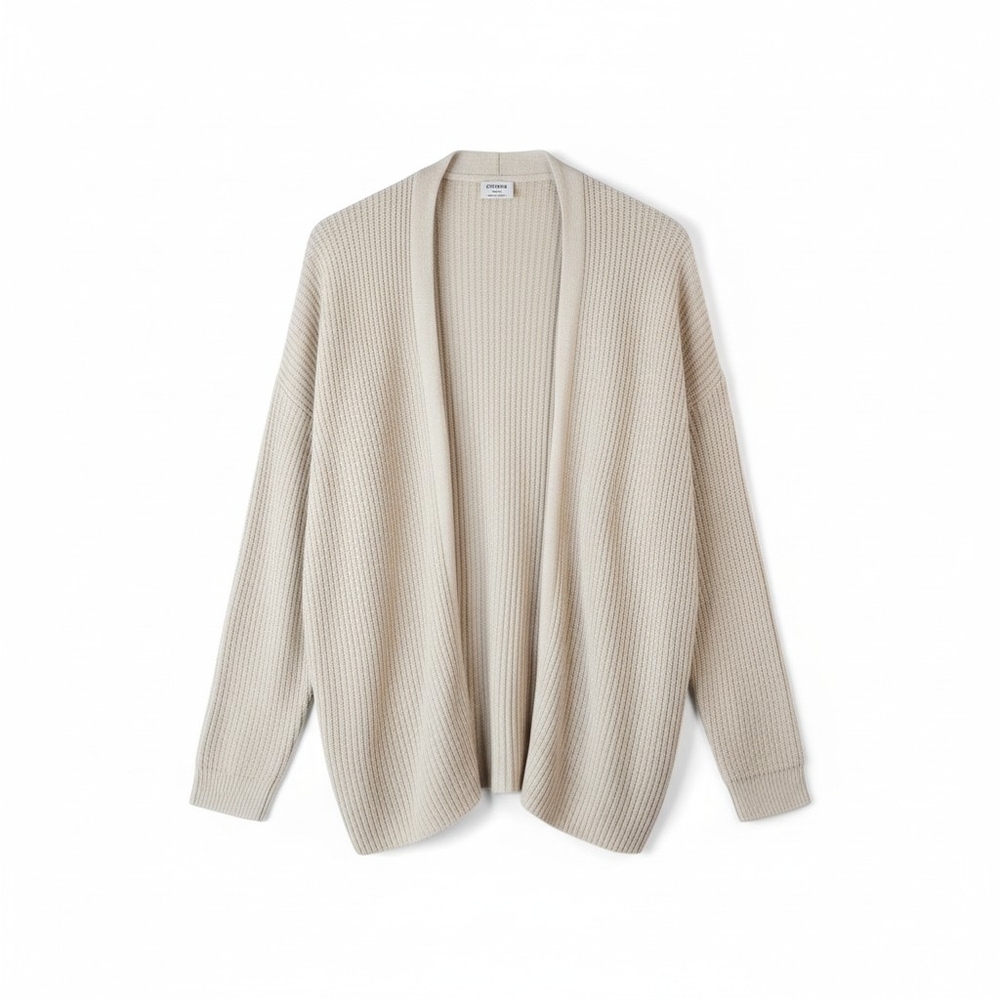 Cotton On Cream Open-Front Knit Cardigan